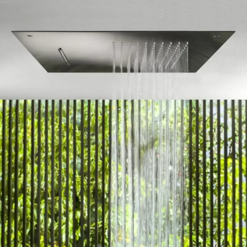 SB Square 316 Beépített esőzuhany vízeséssel 50x50cm mennyezeti zuhanyfej PVD gun metal 1208955320