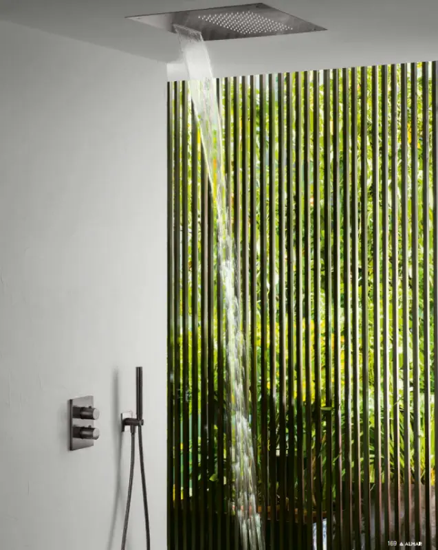 SB Square 316 beépített esőzuhany hullámsugárral 38x38cm PVD gun metal 1208955326