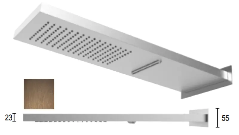 SB Square 316 Zuhanyfej fali csatlakozással és vízesés funkcióval PVD réz 1208955330