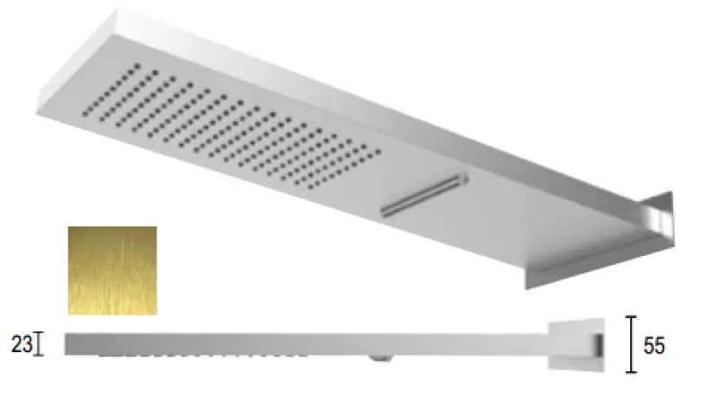 SB Square 316 Esőzuhany fali csatlakozással és vízesés zuhannyal PVD arany 1208955331