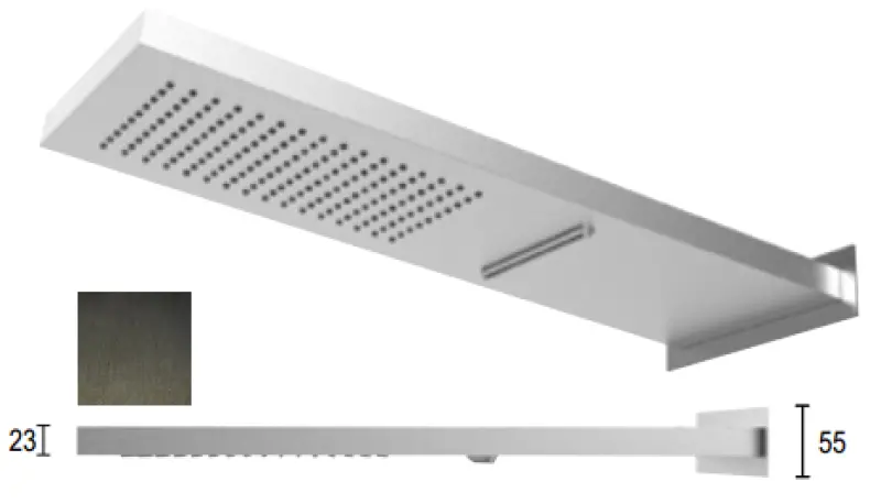 SB Square 316 Esőzuhany fali csatlakozással és vízesés zuhannyal PVD gun metal 1208955332