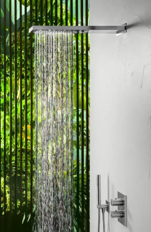 SB Square 316 Esőzuhany fali csatlakozással és vízesés zuhannyal PVD gun metal 1208955332