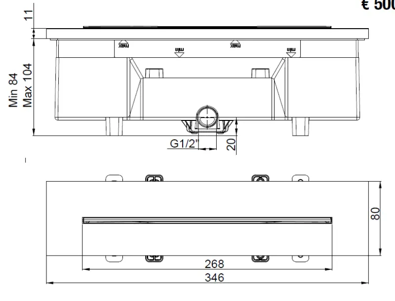 SB 316 Vízesés kifolyó beépíthető PVD pisztolyszürke 1208955341