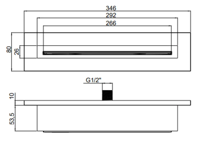 SB Waterval 316 kád kifolyó beépíthető teljesen rozsdamentes acél 1208955342