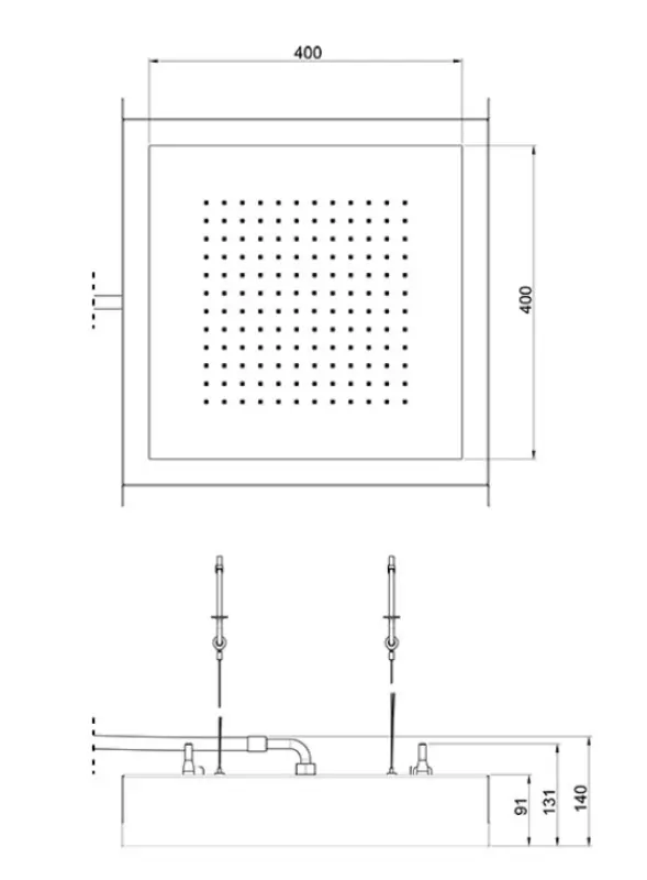 SB Rainbow Beépíthető esőzuhany mennyezetbe süllyesztve világítással és 1 féle vízsugárral, teljesen rozsdamentes acélból, 1208955375