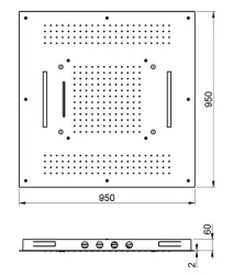 SB Square beépíthető esőzuhany 4 féle vízsugárral és kromoterápiás világítással, matt fehér, 1208955386