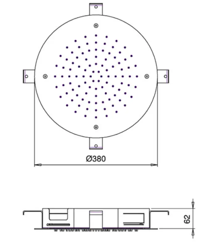 SB Round Chromotherapy Esőzuhany Beépített PVD Réz 1208955471