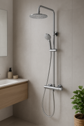 Aquadesign Valence felépített zuhanykészlet termosztáttal és esőzuhannyal, króm