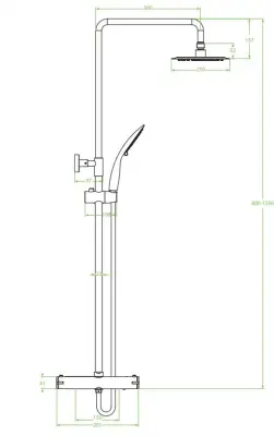 Aquadesign Valence felépített zuhanykészlet termosztáttal és esőzuhannyal, króm