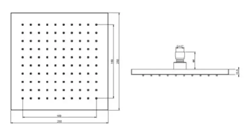 SB Rubinetterie Esőzuhany Eco Air víztakarékos négyzet alakú esőzuhany Króm 25x25 cm 1208955530