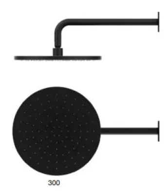 SB Round Sárgaréz Esőzuhany fejzuhany 30 cm Matt Fekete 1208955622