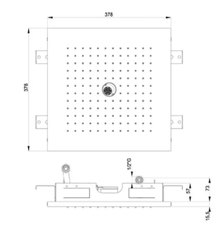 SB Esőzuhany csavaros vízsugárral 38 cm négyzet PVD Fegyverfém 1208955631