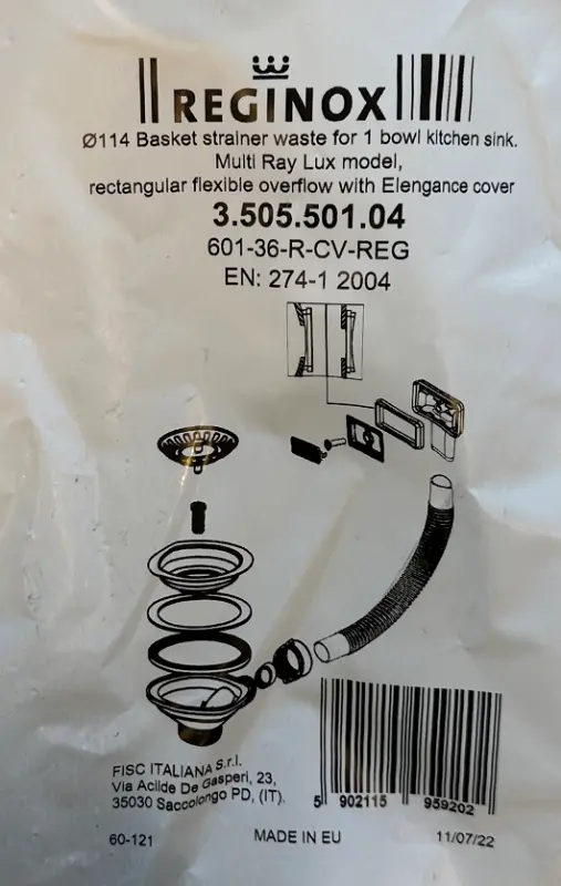 Reginox rozsdamentes acél lefolyó szett Amsterdam és Texel 1208955830 modellhez