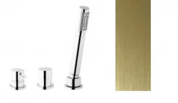 Waterevolution Flow 3-gat Badmengkraan voor Badkuipmontage PVD Geborsteld Licht Goud T138SBWGE