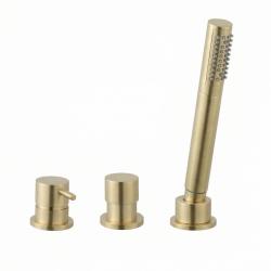 Waterevolution Flow 3-gat Badmengkraan voor Badkuipmontage PVD Geborsteld Licht Goud T138SBWGE