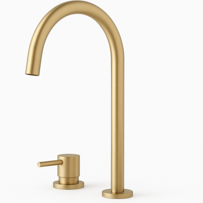 Waterevolution Flow 2 lyukú mosdócsap magas U 200 mm kifolyóval, világos arany T1122UWGE