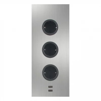 Indux Energiezuil 3ST29 met 3 stopcontacten en 2 USB-aansluitingen RVS