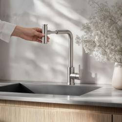 Quadri Cardiff keukenkraan met uittrekbare douche met 2 straalsoorten RVS 1208955914