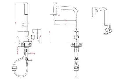 Quadri Cardiff keukenkraan met uittrekbare douche met 2 straalsoorten RVS 1208955914