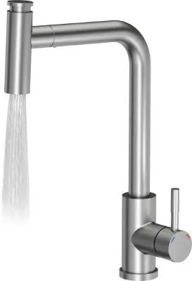 Quadri Cardiff keukenkraan met uittrekbare douche met 2 straalsoorten RVS 1208955914