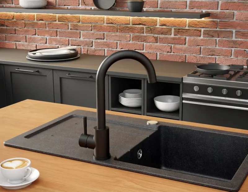 Quadri Coventry konyhai csaptelep matt fekete, forgatható kifolyóval 1208956030