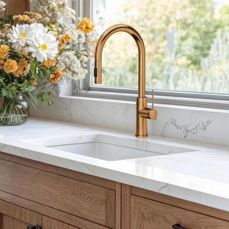 Quadri Retford konyhai keverőcsap rézből kivehető kifolyóval és permetező funkcióval 1208956086