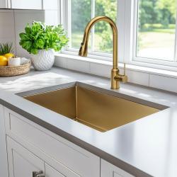 Quadri Stamford konyhai csaptelep arany színben, kivehető kifolyóval és permetező funkcióval 1208956093
