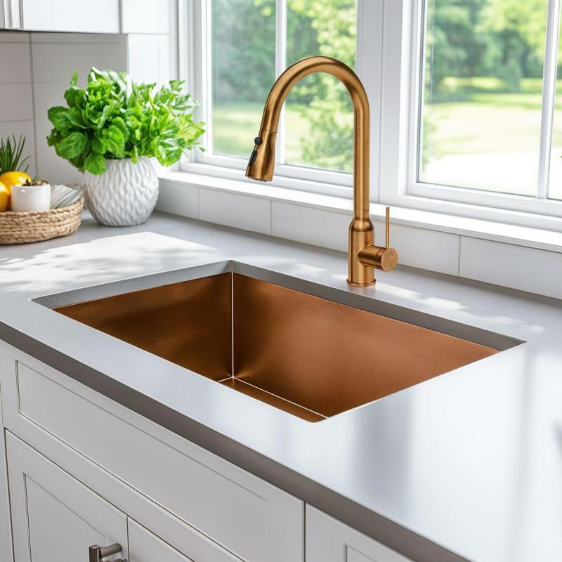 Quadri Stamford konyhai csaptelep rézből, kivehető kifolyóval és permetező funkcióval 1208956094