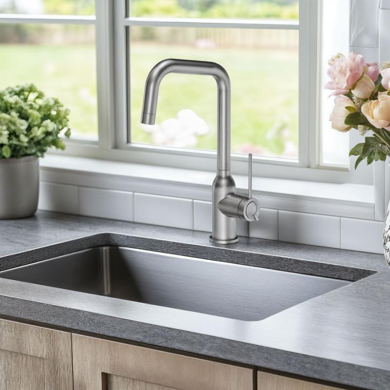 Quadri Stamford konyhai csaptelep rozsdamentes acélból, forgatható szögletes kifolyóval 1208956097