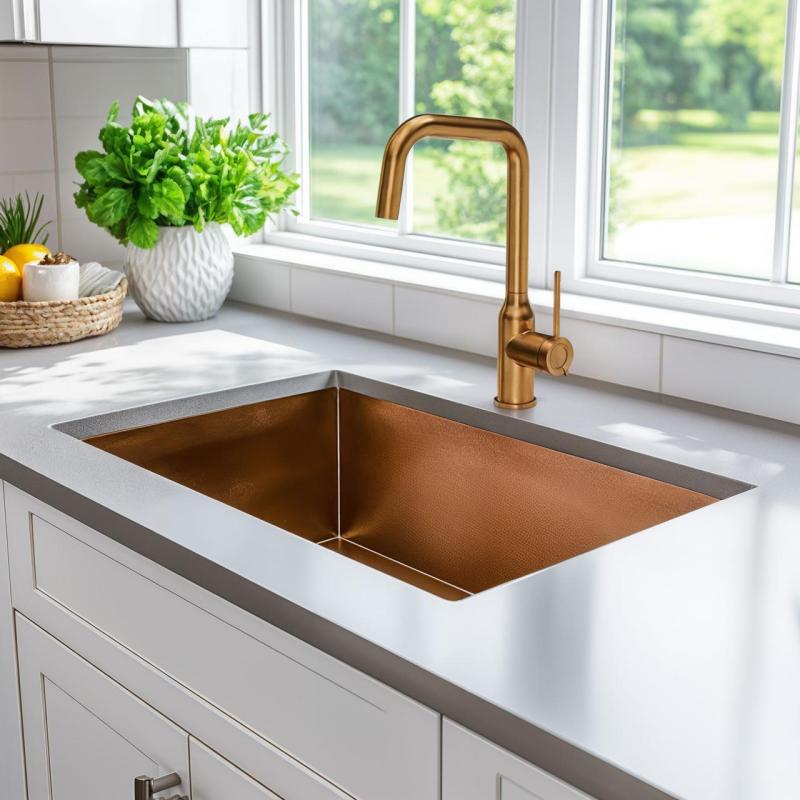 Quadri Stamford konyhai csaptelep pvd réz, forgatható derékszögű kifolyóval 1208956099