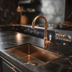 Quadri Worksop klasszikus nosztalgikus réz PVD konyhai csaptelep kerámia fogantyúval 1208956101