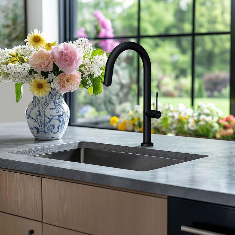 Quadri Brighton keverőcsaptelep matt fekete forgatható kifolyóval 1208956107