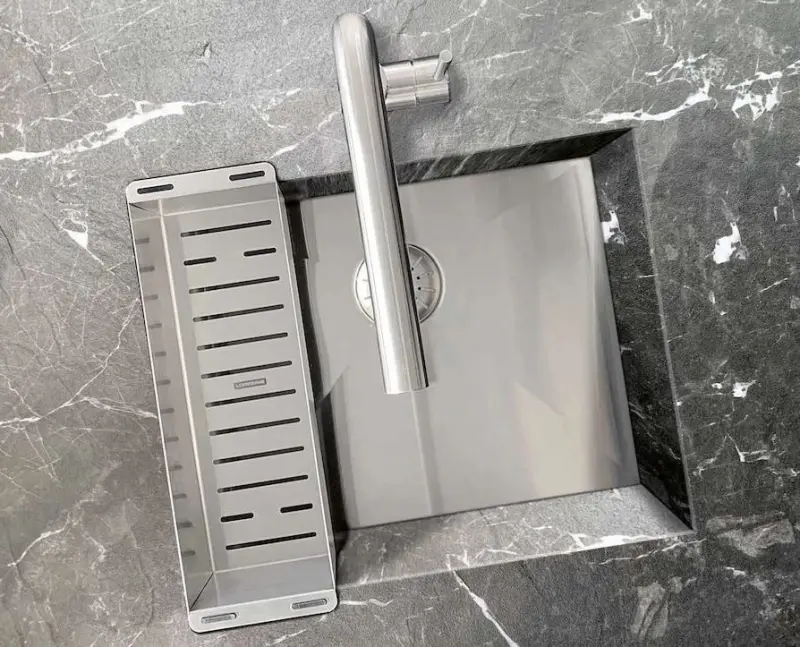 Lorreine 42WT werkblad RVS spoelbak 42x42cm voor inbouw in keramiek of natuursteen 1208956234