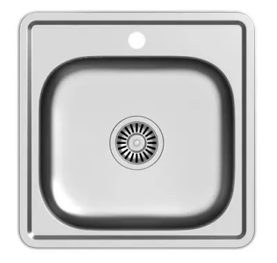 Aquadesign Basic négyzet alakú rozsdamentes acél mosogató 48x48 cm, felépített, csaplyukkal 1208956284