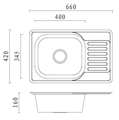 Aquadesign Basic rozsdamentes acél mosogató csepegtetővel, megfordítható, 66x42 cm, felépítés 1208956285