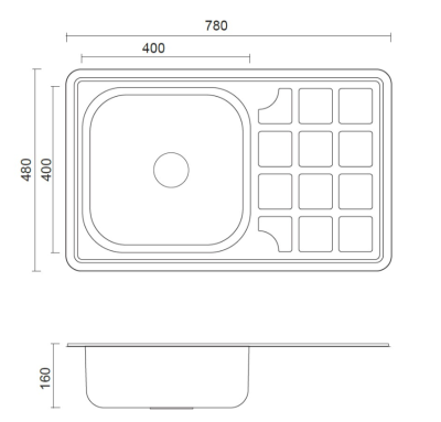 Aquadesign Basic rozsdamentes acél mosogató csepegtető résszel, megfordítható, 78x48 cm, felépítés 1208956286