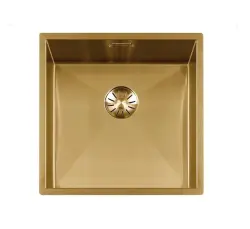 Lorreine 42WT-GOLD werkblad rvs spoelbak goud 42x42cm voor inbouw in keramiek of natuursteen