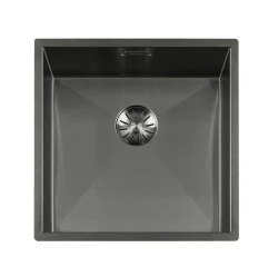 Lorreine 42WT-GunMetal werkblad rvs spoelbak GunMetal 42x42cm voor inbouw in keramiek of natuursteen