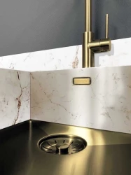 Lorreine 52WT-Gold werkblad rvs spoelbak goud 52x42cm voor inbouw in keramiek of natuursteen
