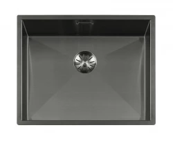 Lorreine 52WT-GunMetal werkblad rvs spoelbak gun metal 52x42cm voor inbouw in keramiek of natuursteen