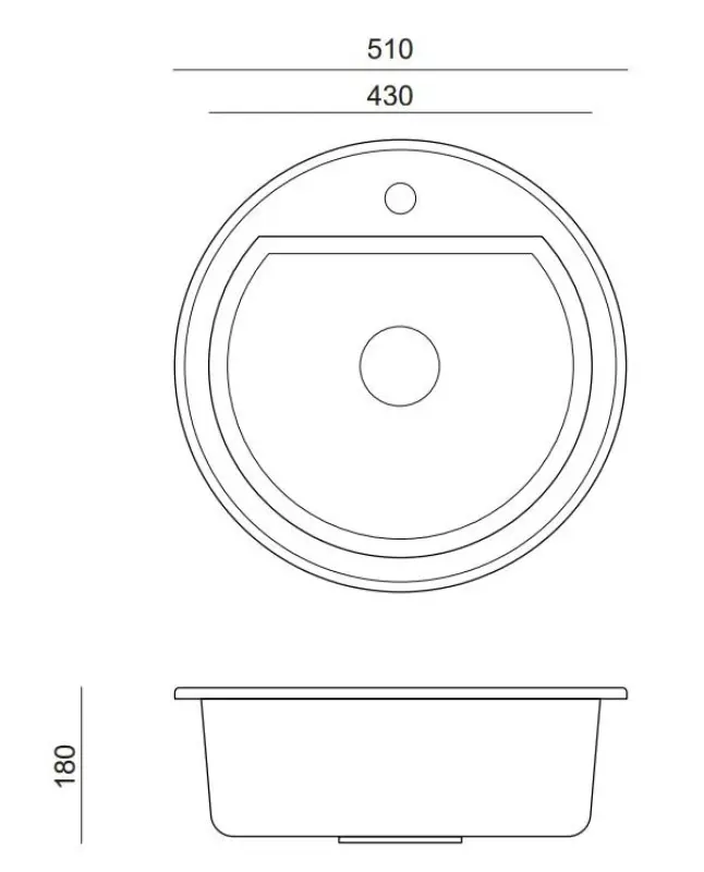 Quadri Norwich Antracit Gránit Kerek Mosogató 51 cm Felépítés - 1208956316