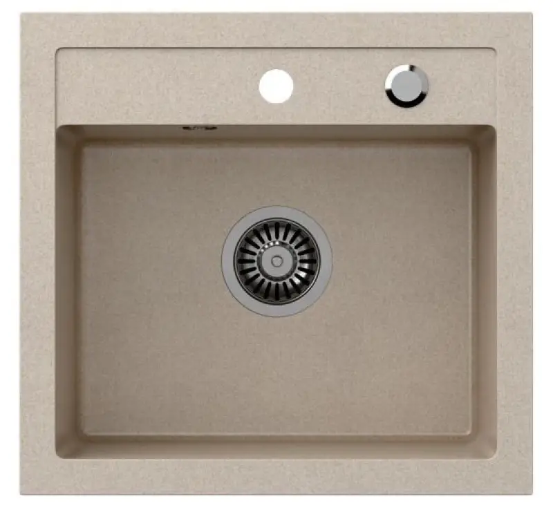 Quadri London gránit homok bézs mosogató 50x47 cm csaptelep nyílással, felépítés 1208956321