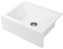 Aquadesign Farmhouse gránit mosogató fehér, 58x49 cm, 1208956331, beépíthető vagy ráépíthető.