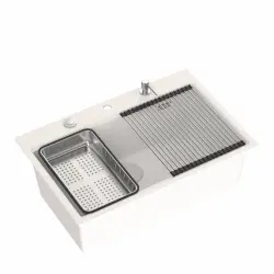 Quadri fehér kemény gránit felépítésű nagy mosogató 76x50 cm tartozékkal együtt 1208956409
