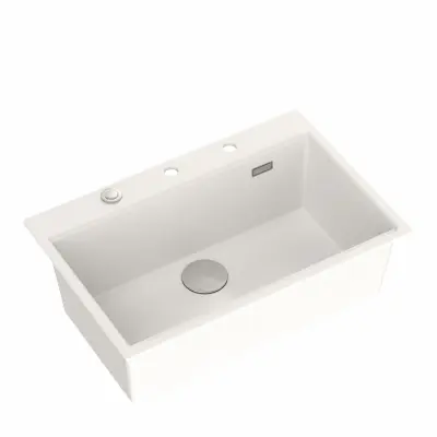 Quadri fehér kemény gránit felépítésű nagy mosogató 76x50 cm tartozékkal együtt 1208956409