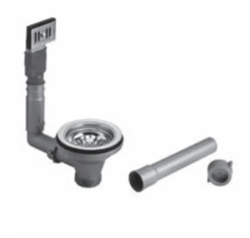 PB klassieke bronzen afvoerset met overloop voor een keukenspoelbak en korfplug, afsluitbaar in brons 1208956478