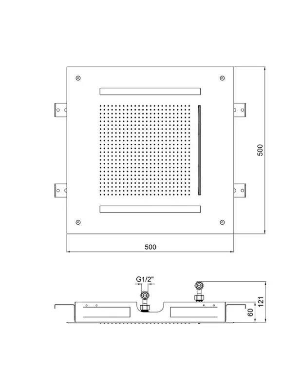 SB Square 316 Beépíthető Esőzuhany Velvet Temptation LED kromoterápiával és vízeséssel, kefélt PVD fekete 1208956747