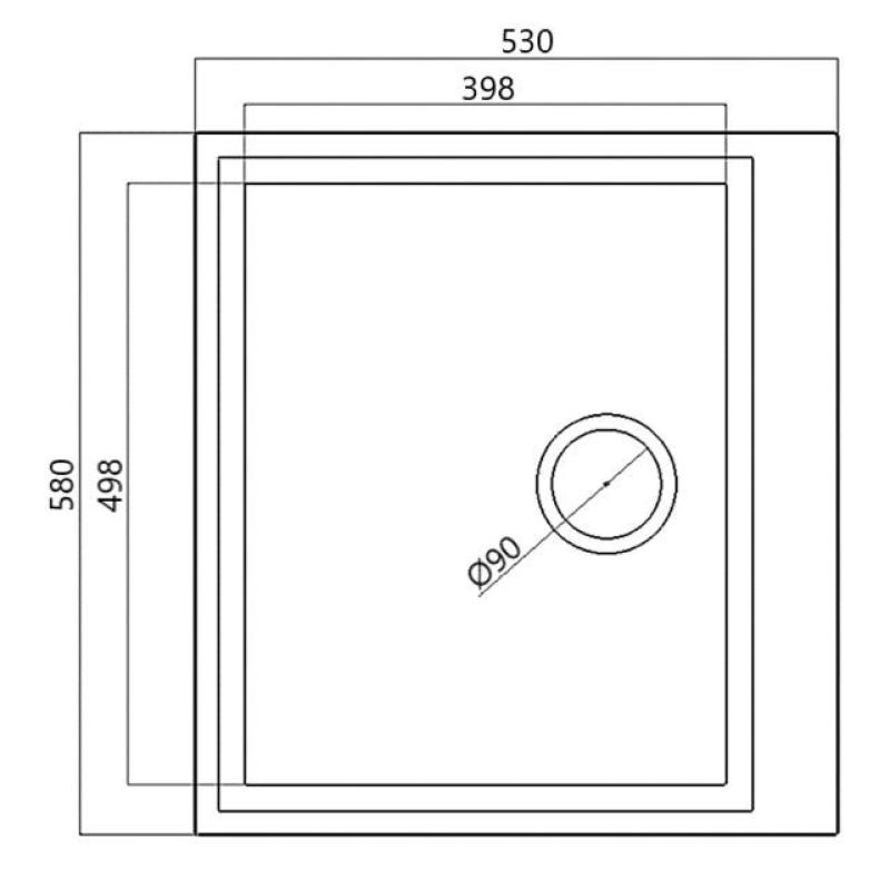 Zwarte inbouw spoelbak 58x53cm met kraangat en zwarte plug 1208956761