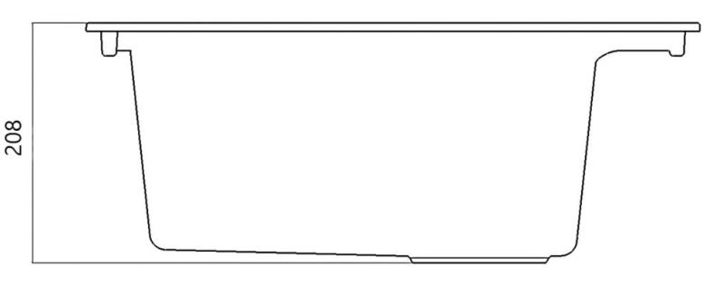 Zwarte inbouw spoelbak 58x53cm met kraangat en zwarte plug 1208956761