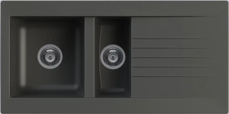 Ausmann Fibre 1,5 fekete műanyag mosogató, fordítható, csepegtetővel, felépített, 100x50 cm 1208956783